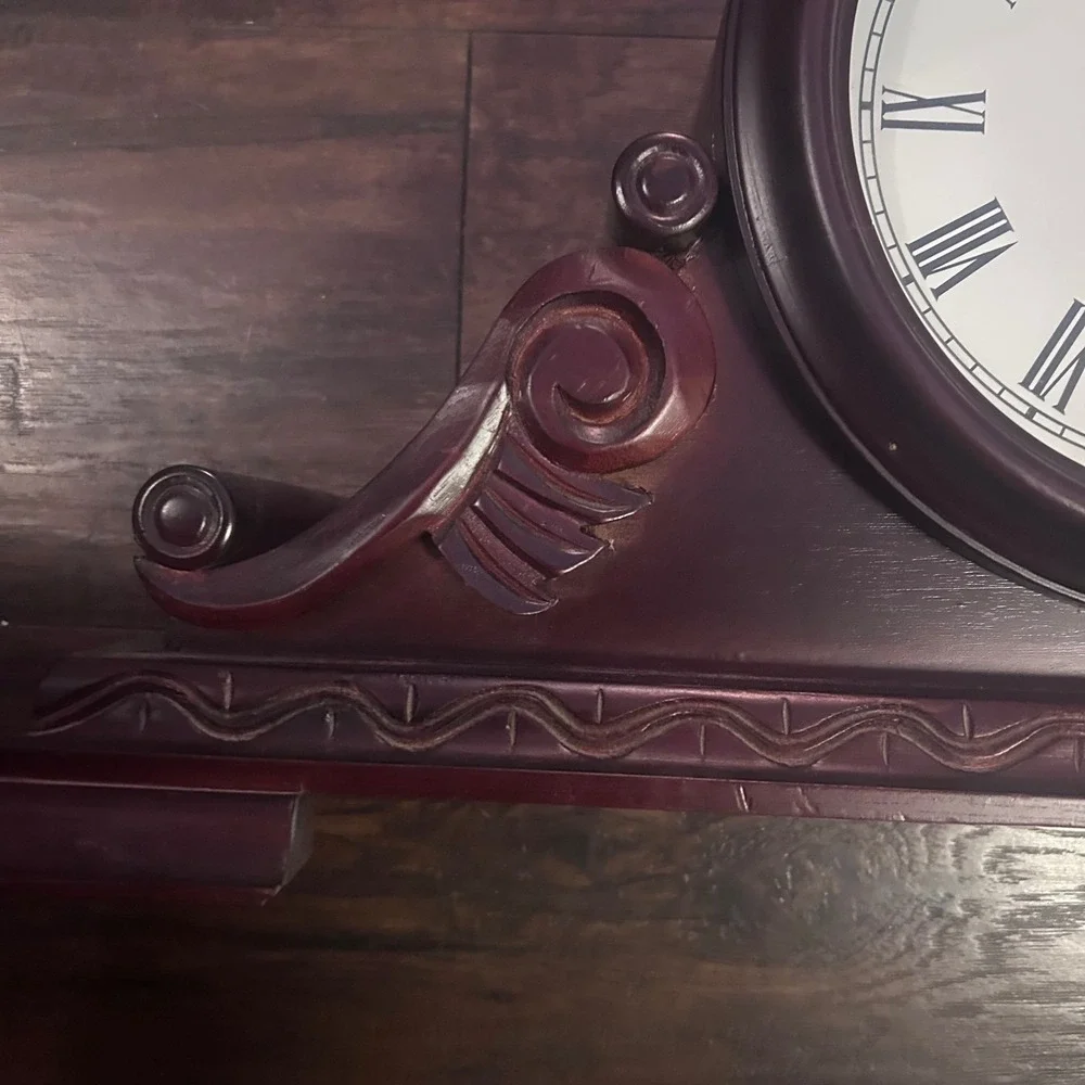 Daniel Dakota Westminster Chime Table Clock Burgundy Wood Finish‎ Decor